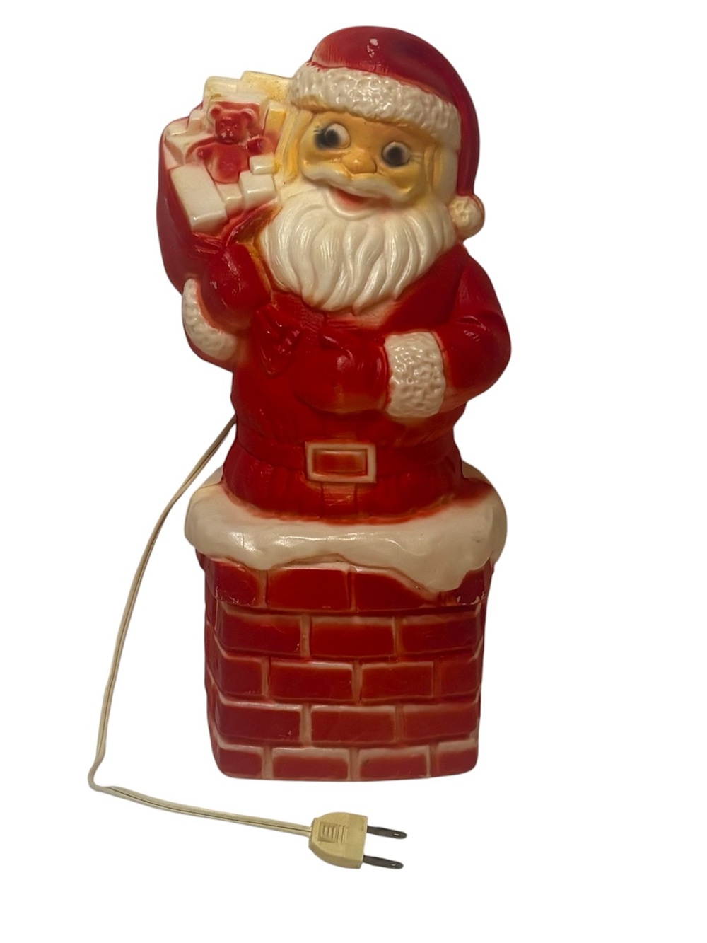 1970s Dapol Santa in Chimney Tabletop Blow Mold Light RARE Mid Century WORKING